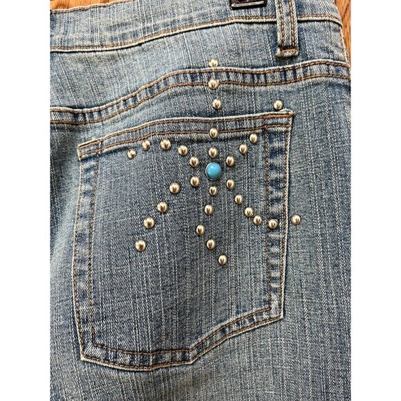 Y2K Southwestern ZENA Bootcut Jeans Celestial Embellished Light Wash Rodeo Wear - Picture 6 of 6